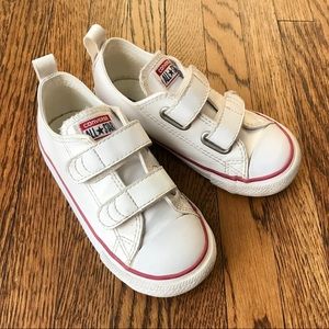 white leather converse velcro straps